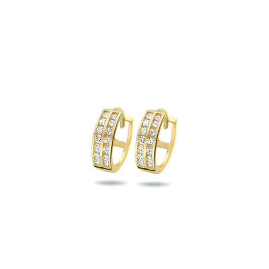 klapoorringen zirkonia 11,5 mm 14K geelgoud