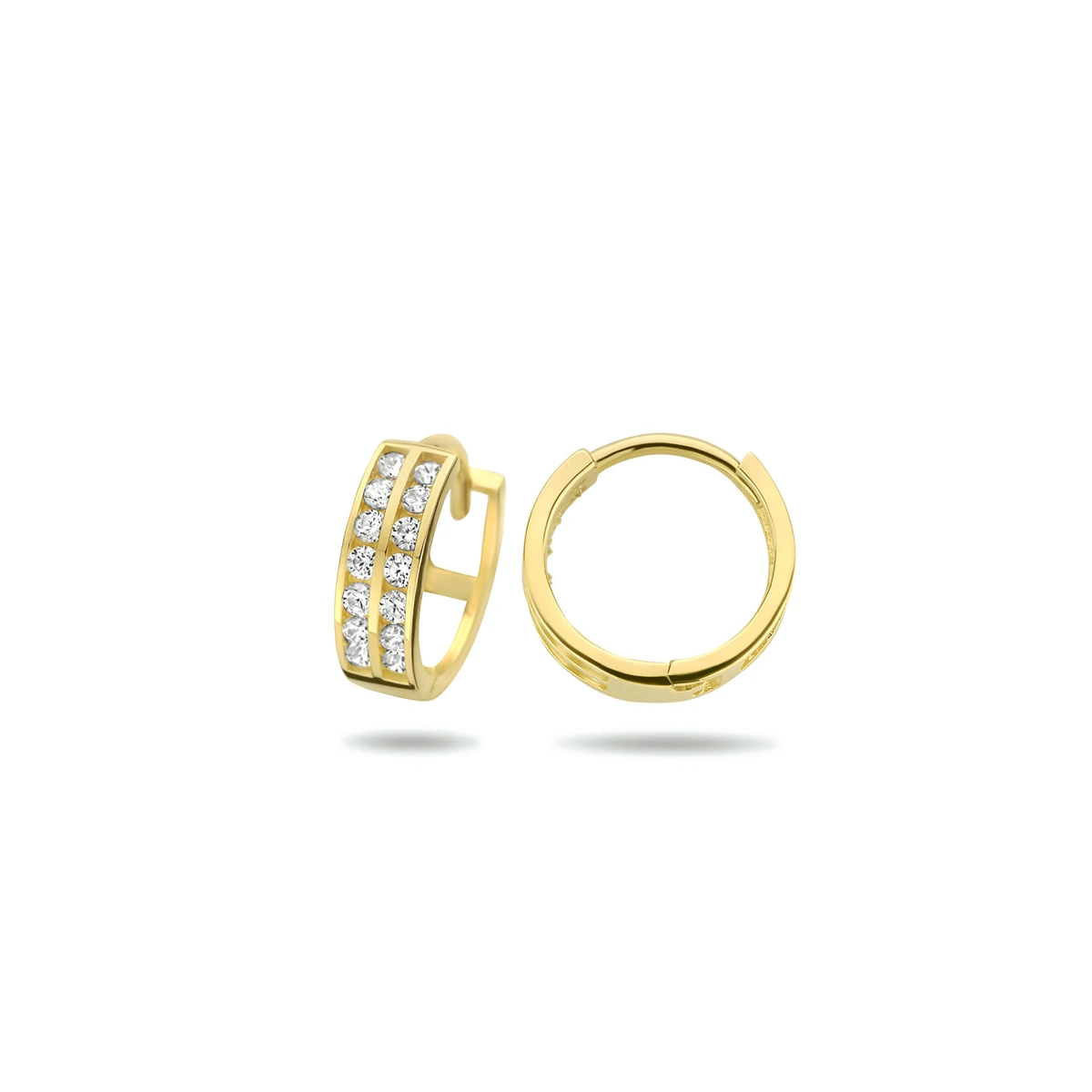 klapoorringen zirkonia 11,5 mm 14K geelgoud