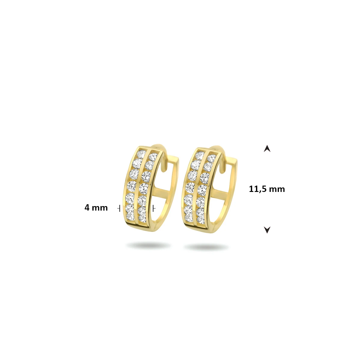 klapoorringen zirkonia 11,5 mm 14K geelgoud
