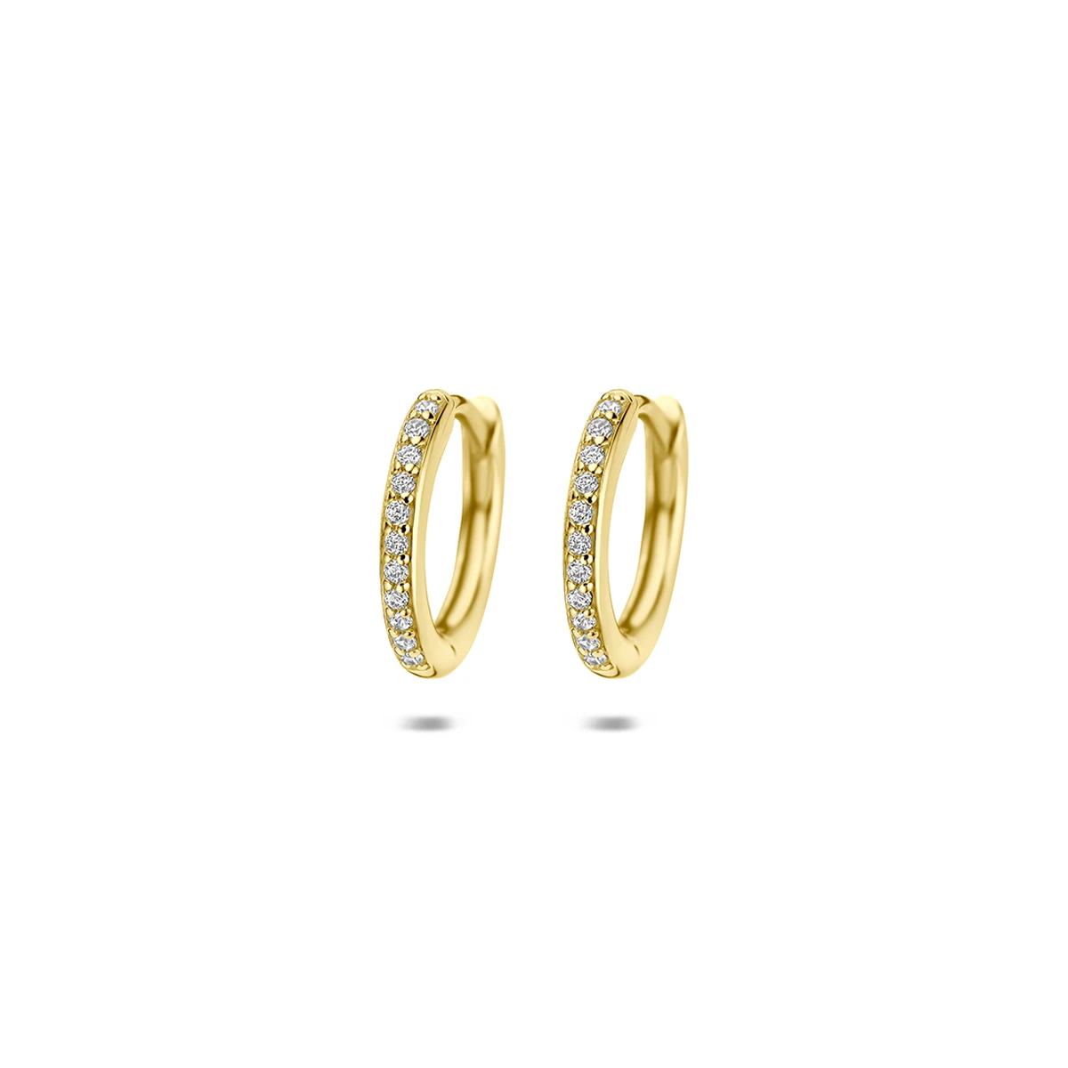 klapoorringen zirkonia 12,5 mm 1 micron zilver verguld (geel)