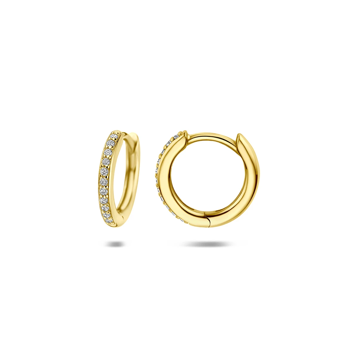 klapoorringen zirkonia 12,5 mm 1 micron zilver verguld (geel)