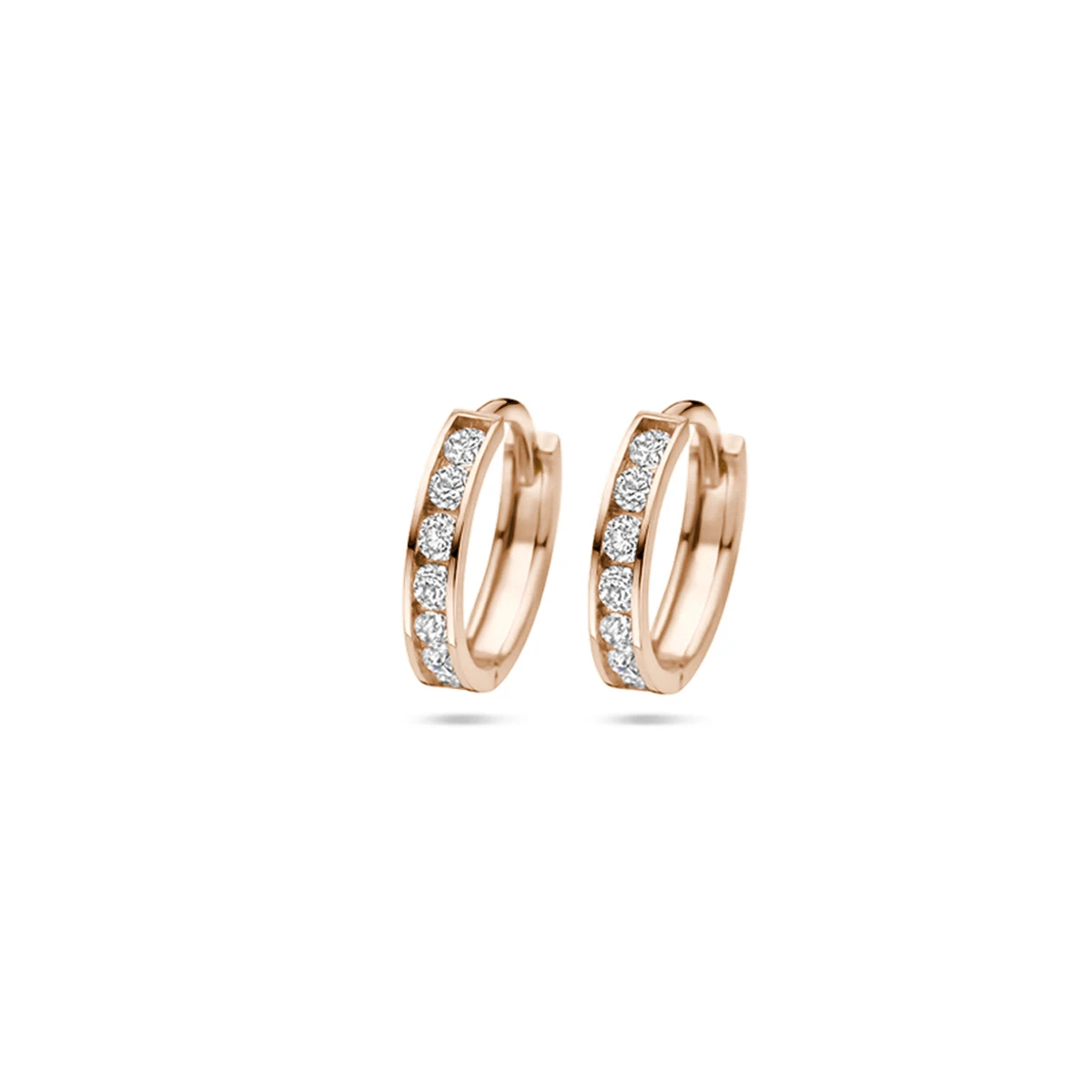 klapoorringen zirkonia 12,5 mm 14K roségoud
