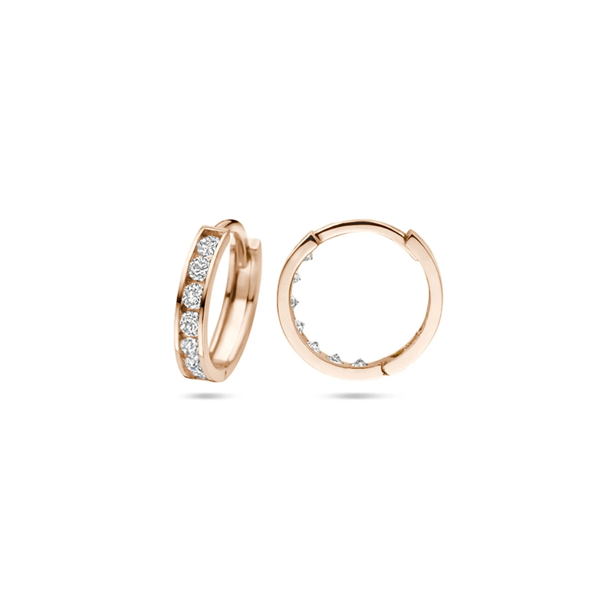 klapoorringen zirkonia 12,5 mm 14K roségoud