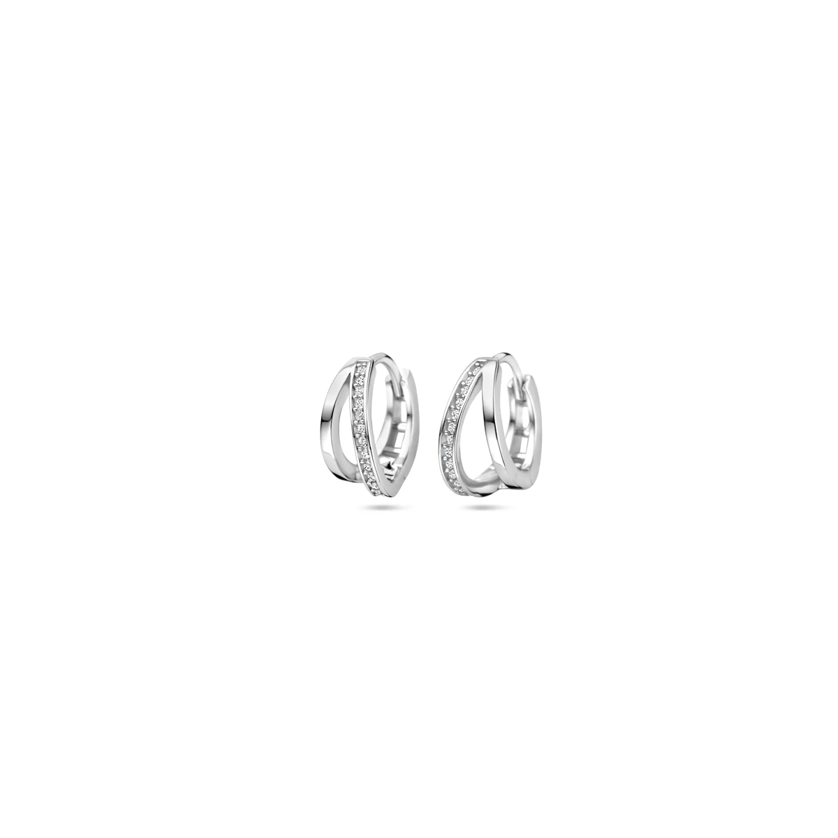 klapoorringen zirkonia 12,5 mm zilver gerhodineerd