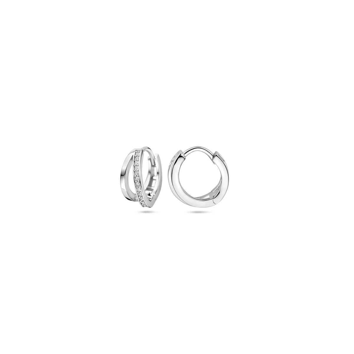 klapoorringen zirkonia 12,5 mm zilver gerhodineerd