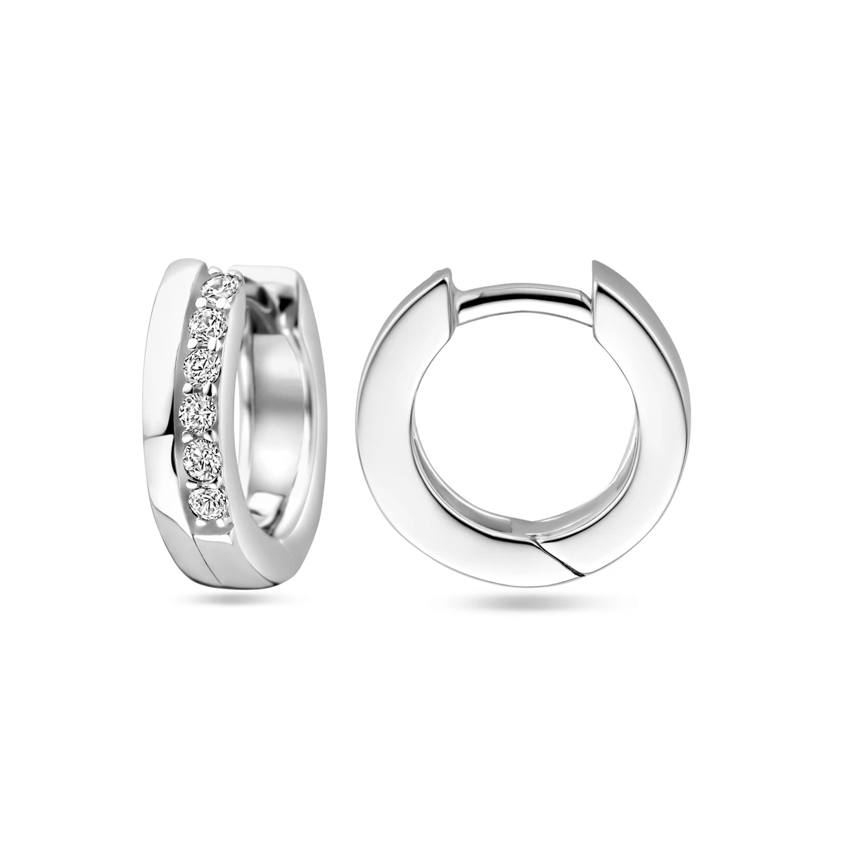 klapoorringen zirkonia 12,5 mm zilver gerhodineerd