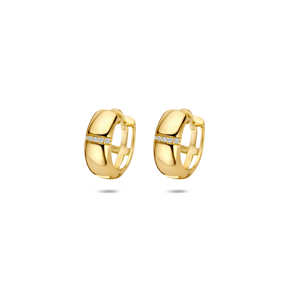 klapoorringen zirkonia 13 mm 1 micron zilver verguld (geel)