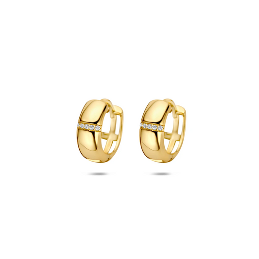 klapoorringen zirkonia 13 mm 1 micron zilver verguld (geel)