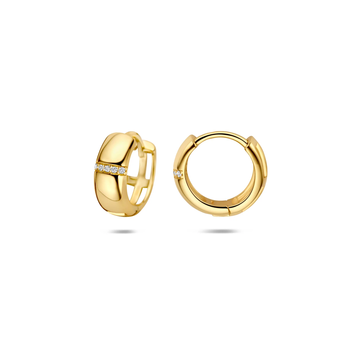 klapoorringen zirkonia 13 mm 1 micron zilver verguld (geel)