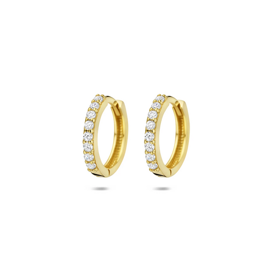 klapoorringen zirkonia 13 mm 14K geelgoud