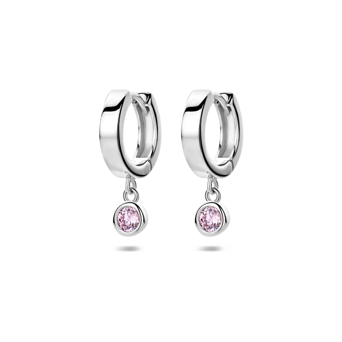 klapoorringen zirkonia 13 mm zilver gerhodineerd