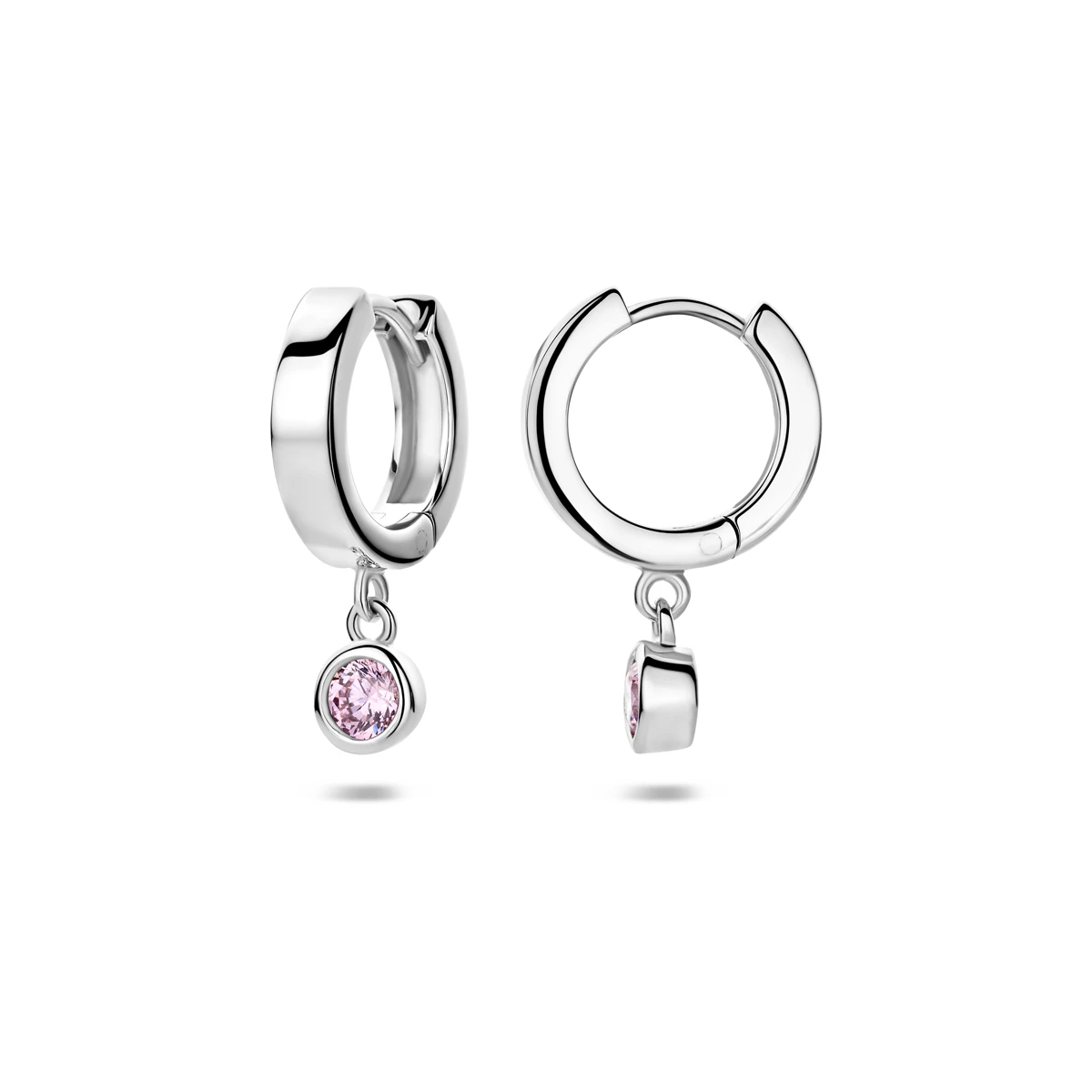 klapoorringen zirkonia 13 mm zilver gerhodineerd
