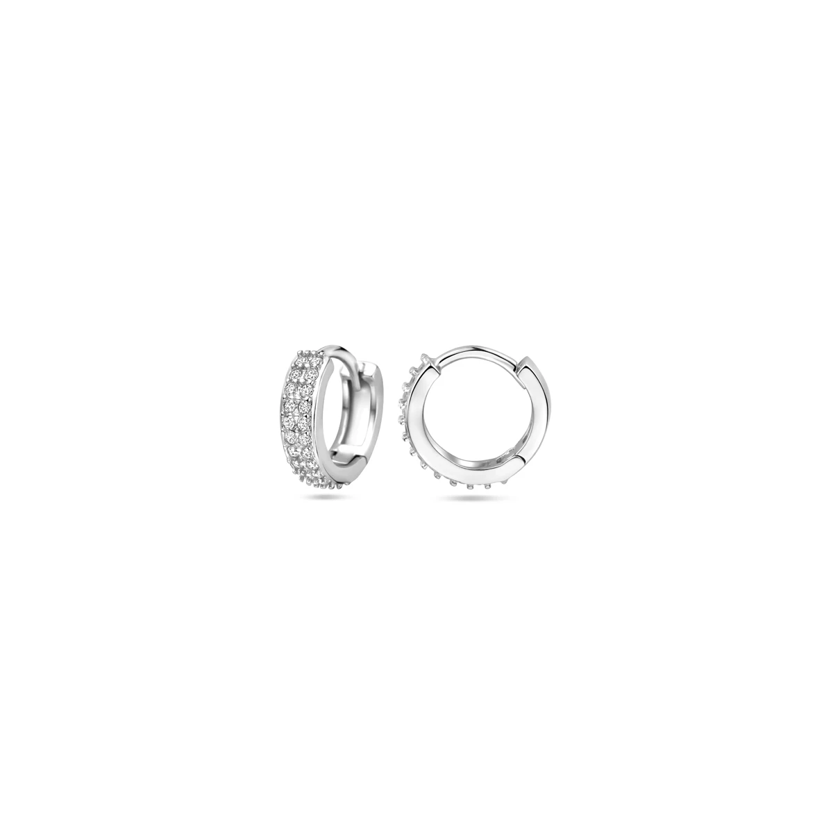 klapoorringen zirkonia 13 mm zilver gerhodineerd