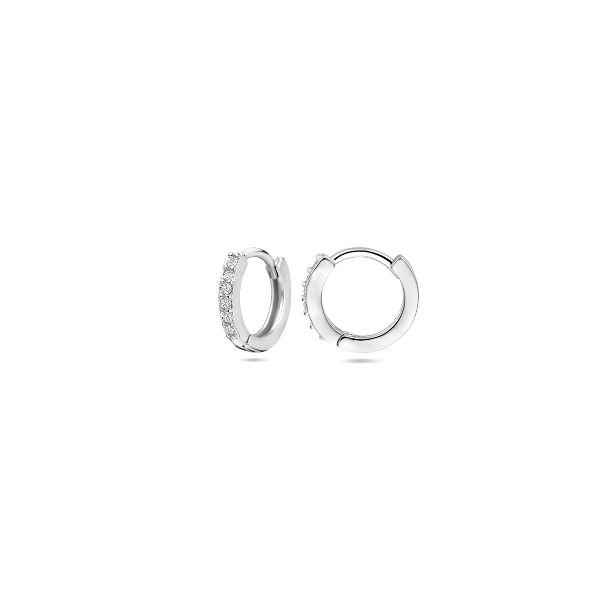 klapoorringen zirkonia 13 mm zilver gerhodineerd