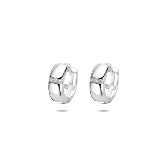 klapoorringen zirkonia 13 mm zilver gerhodineerd