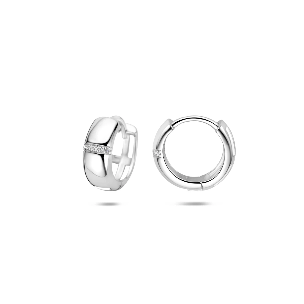 klapoorringen zirkonia 13 mm zilver gerhodineerd