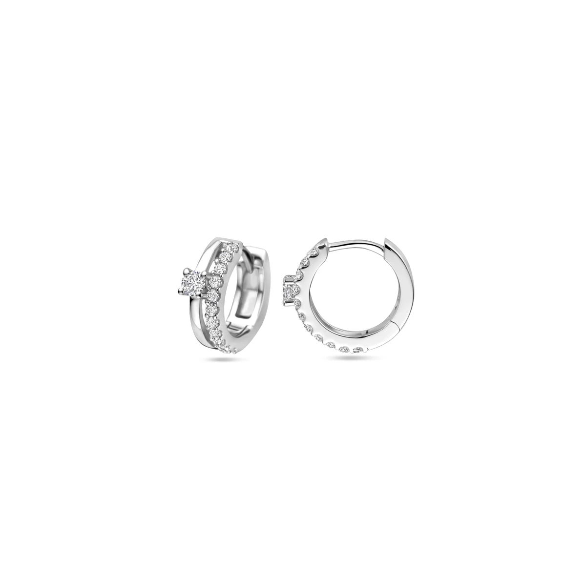 klapoorringen zirkonia 14 mm zilver gerhodineerd