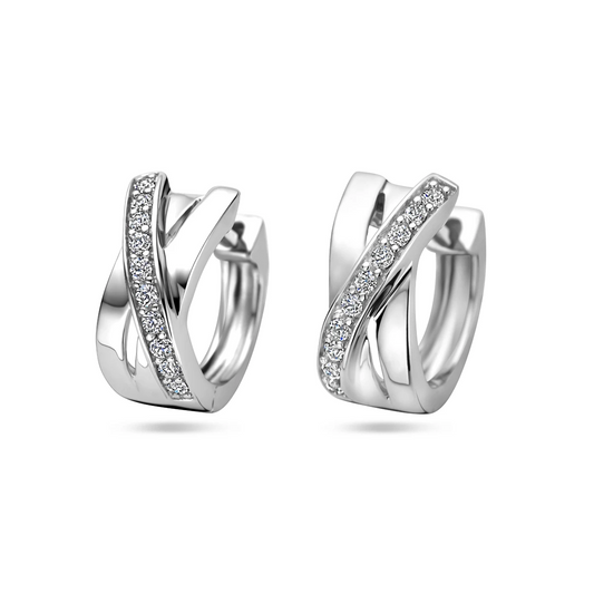klapoorringen zirkonia 14 mm zilver gerhodineerd