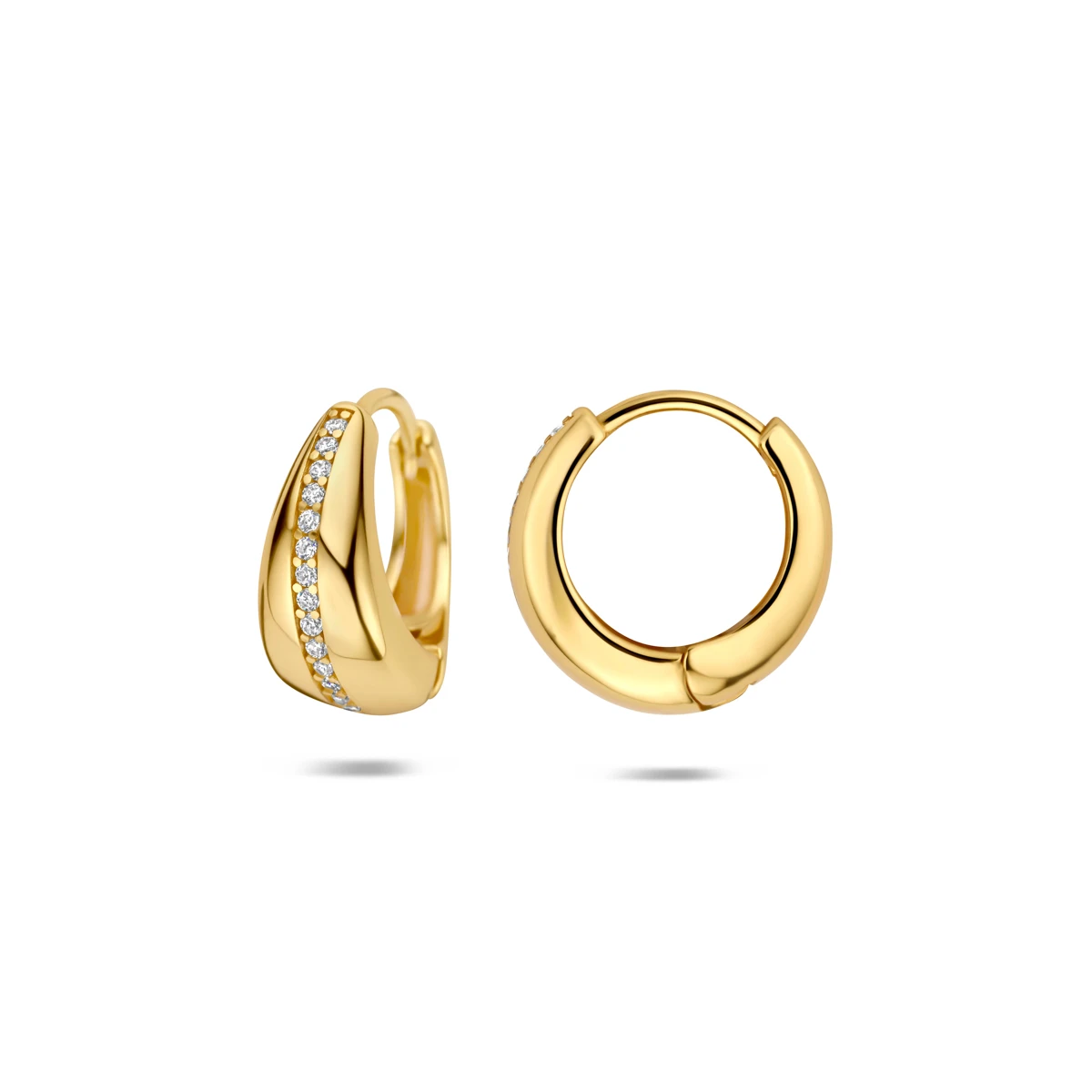 klapoorringen zirkonia 14,5 mm 1 micron zilver verguld (geel)