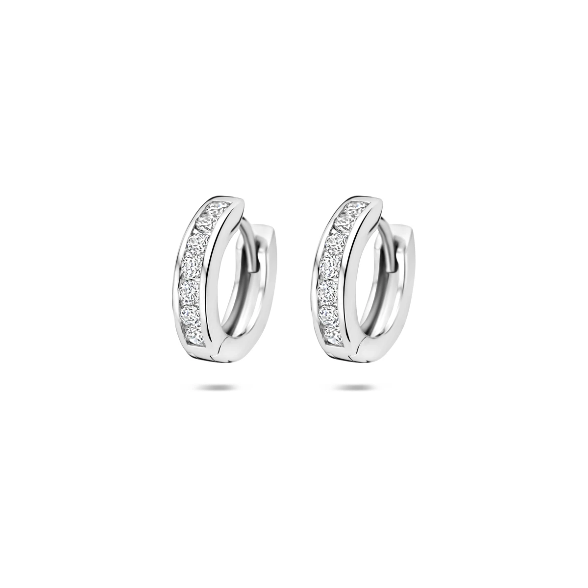 klapoorringen zirkonia 14,5 mm zilver gerhodineerd