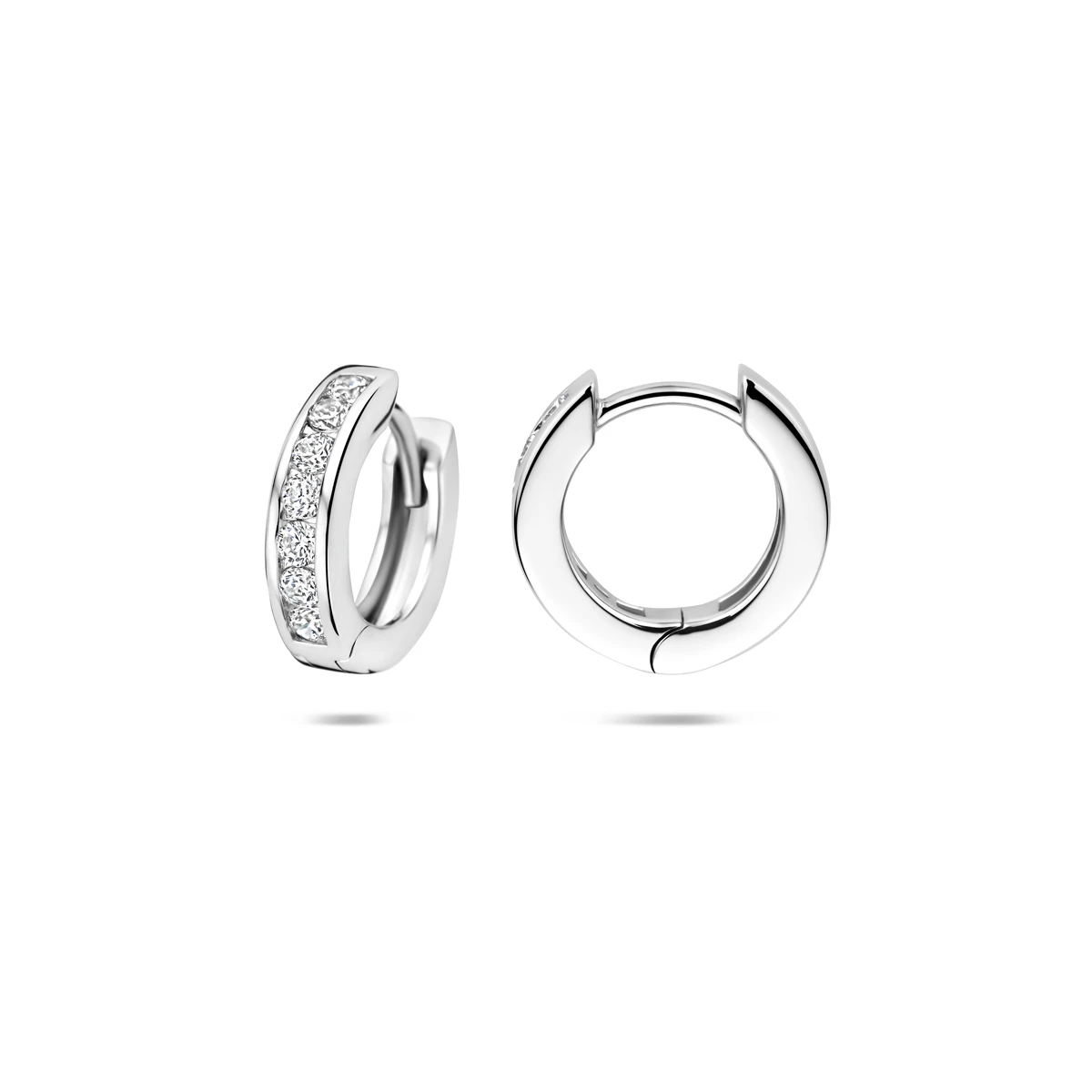 klapoorringen zirkonia 14,5 mm zilver gerhodineerd