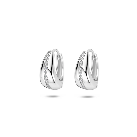 klapoorringen zirkonia 14,5 mm zilver gerhodineerd