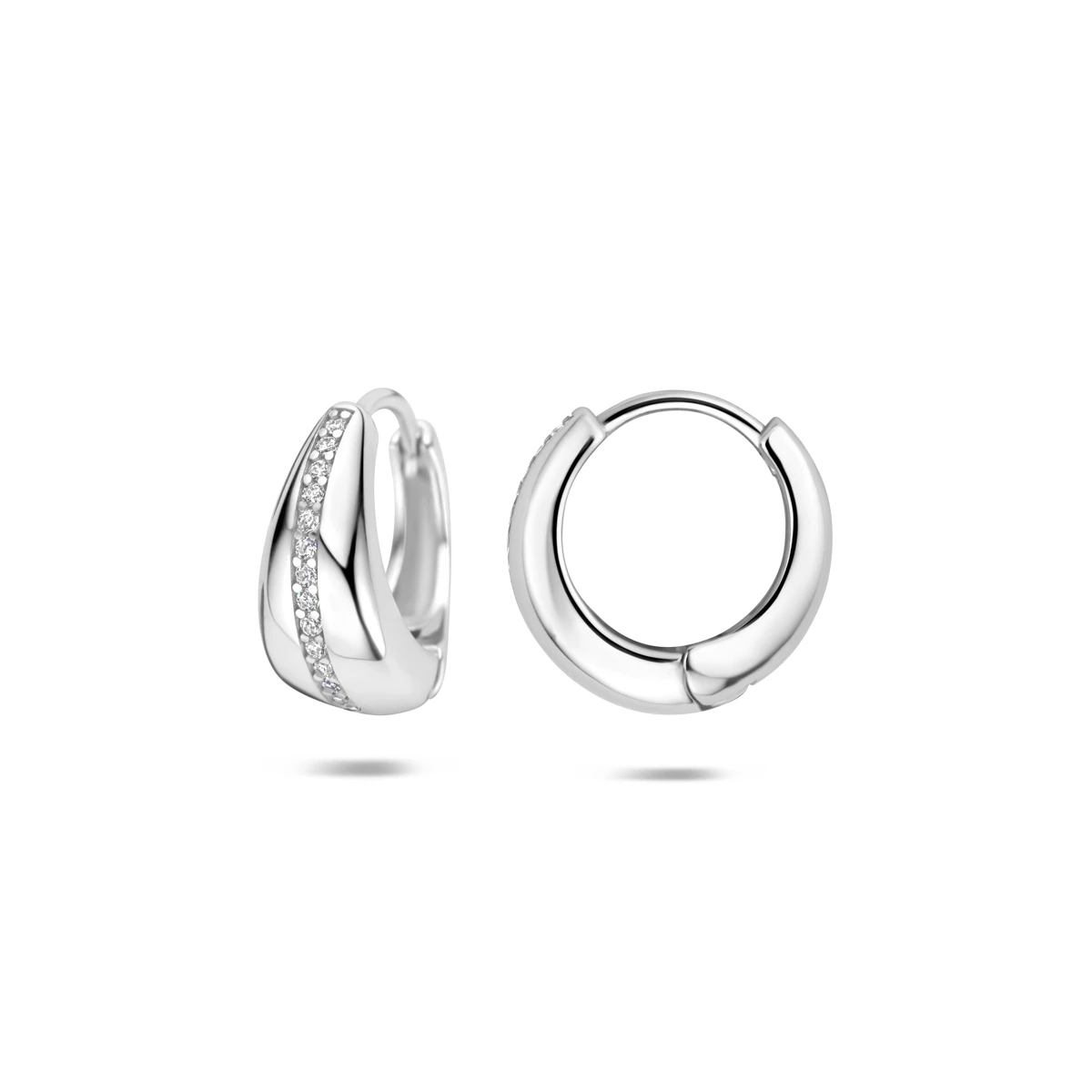 klapoorringen zirkonia 14,5 mm zilver gerhodineerd