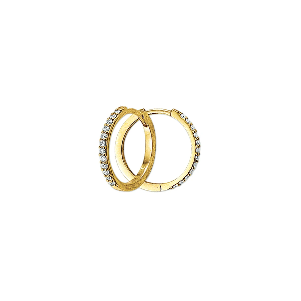 klapoorringen zirkonia 14K geelgoud