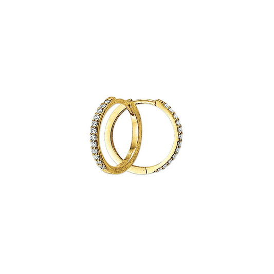 klapoorringen zirkonia 14K geelgoud