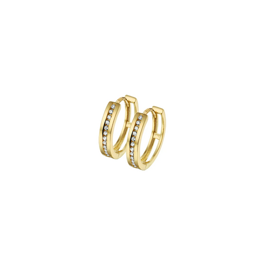 klapoorringen zirkonia 14K geelgoud