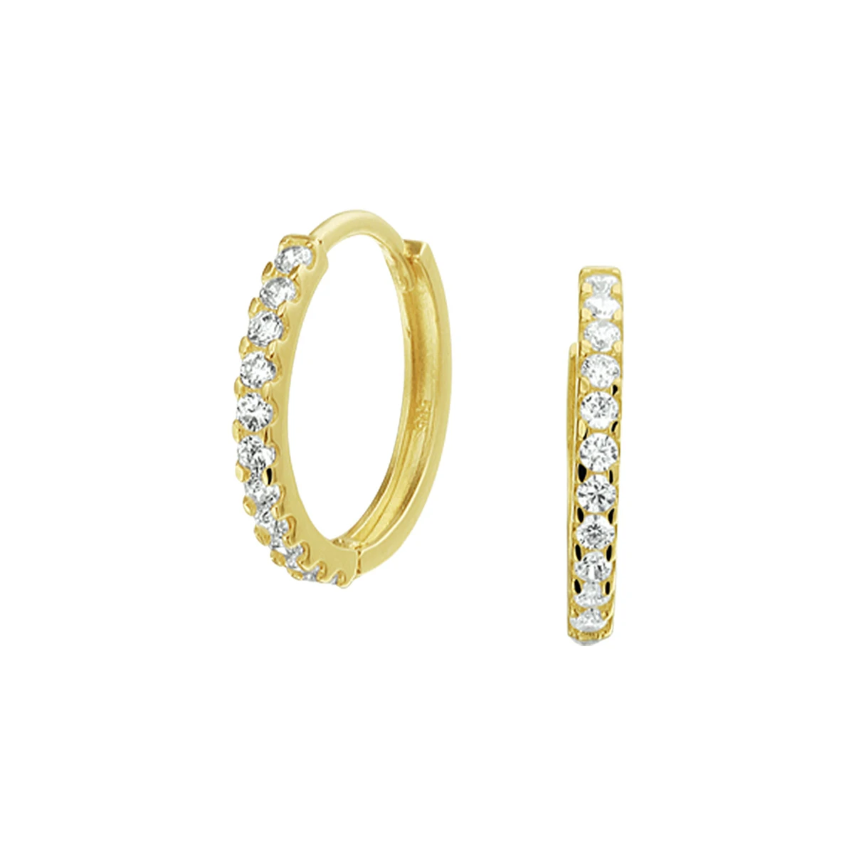 klapoorringen zirkonia 14K geelgoud