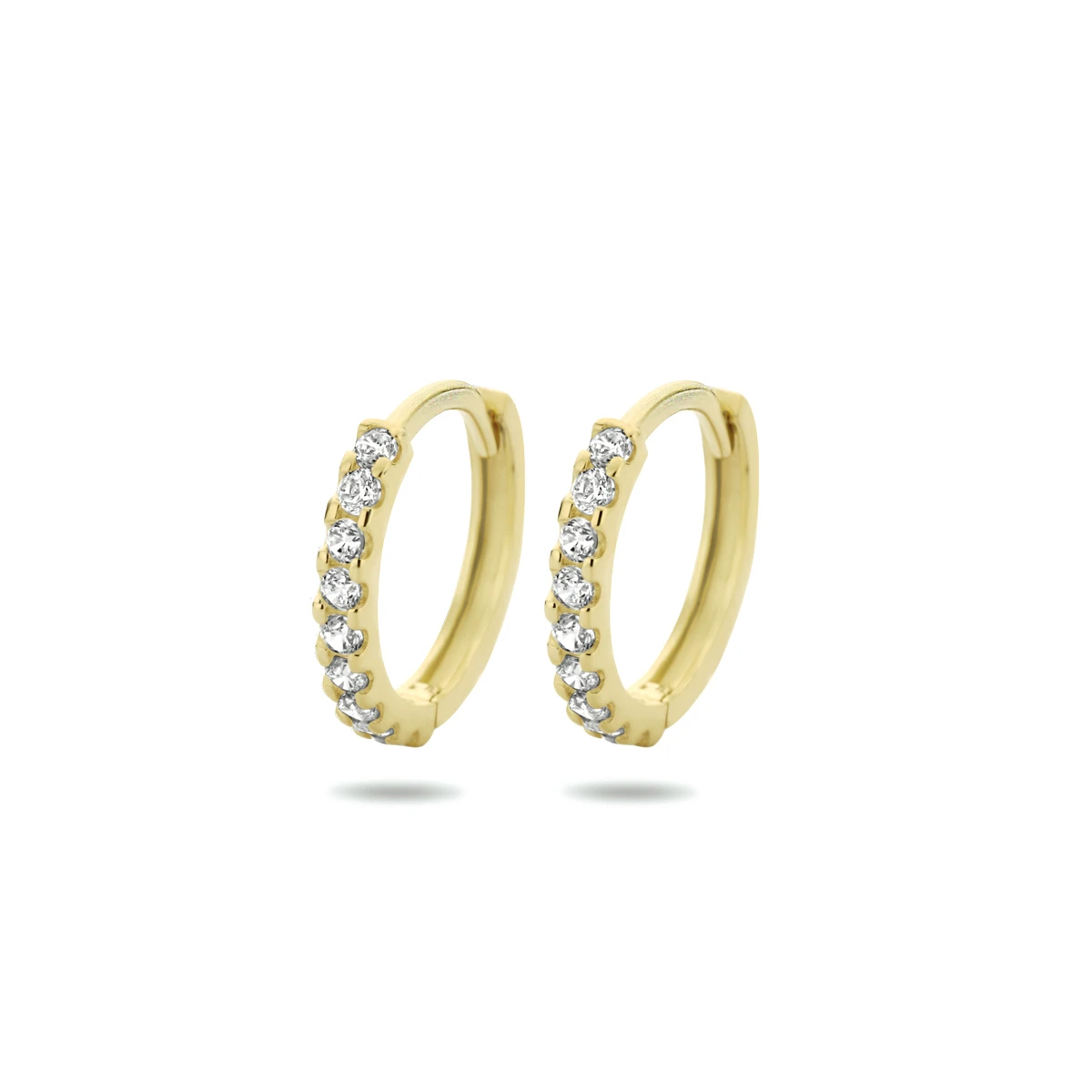 klapoorringen zirkonia 14K geelgoud