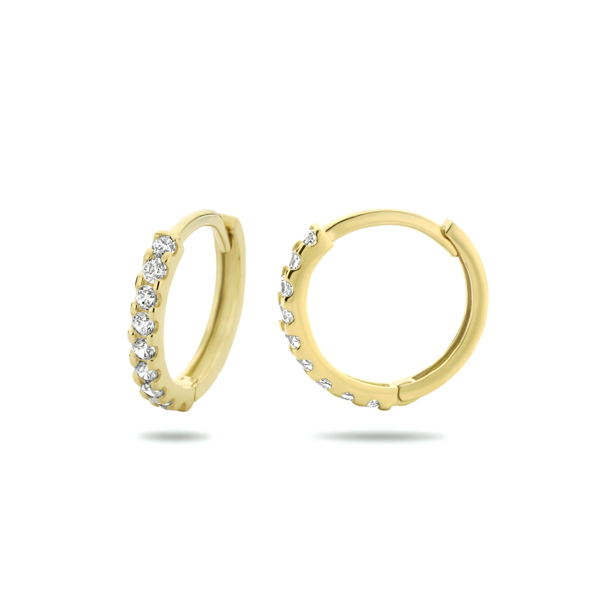klapoorringen zirkonia 14K geelgoud