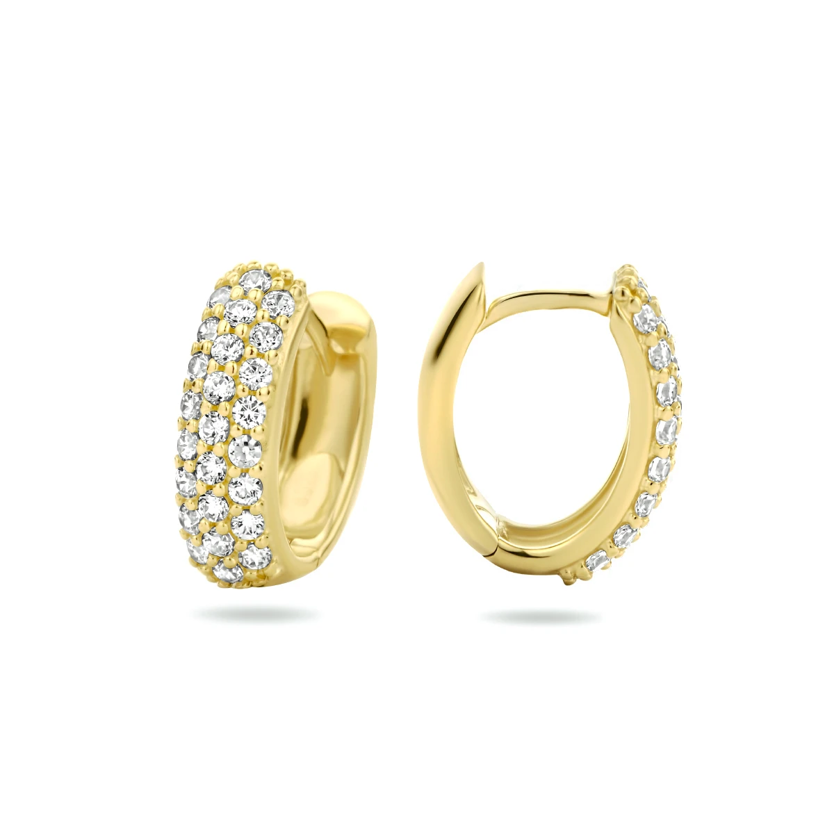 klapoorringen zirkonia 14K geelgoud