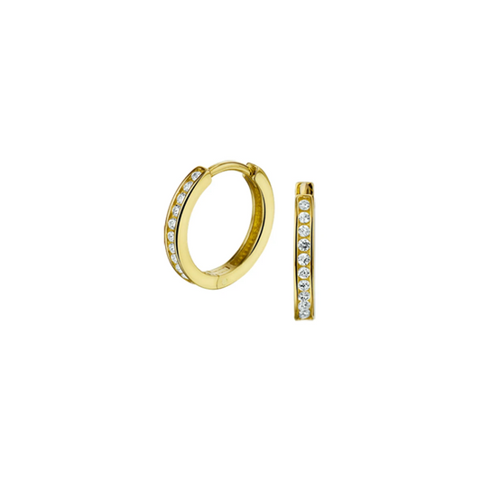 klapoorringen zirkonia 14K geelgoud