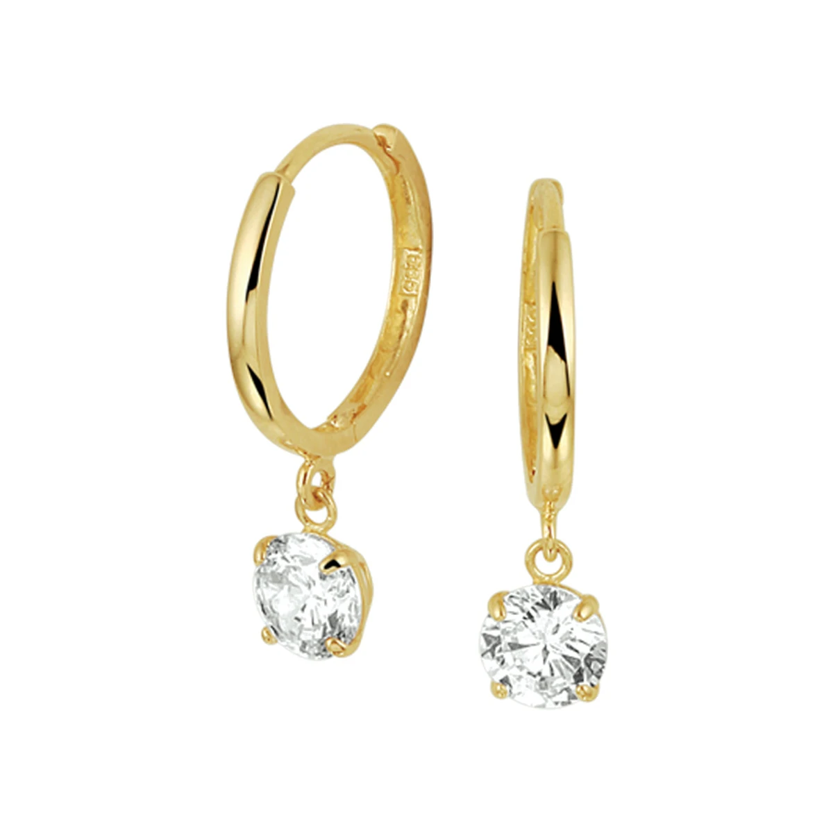 klapoorringen zirkonia 14K geelgoud