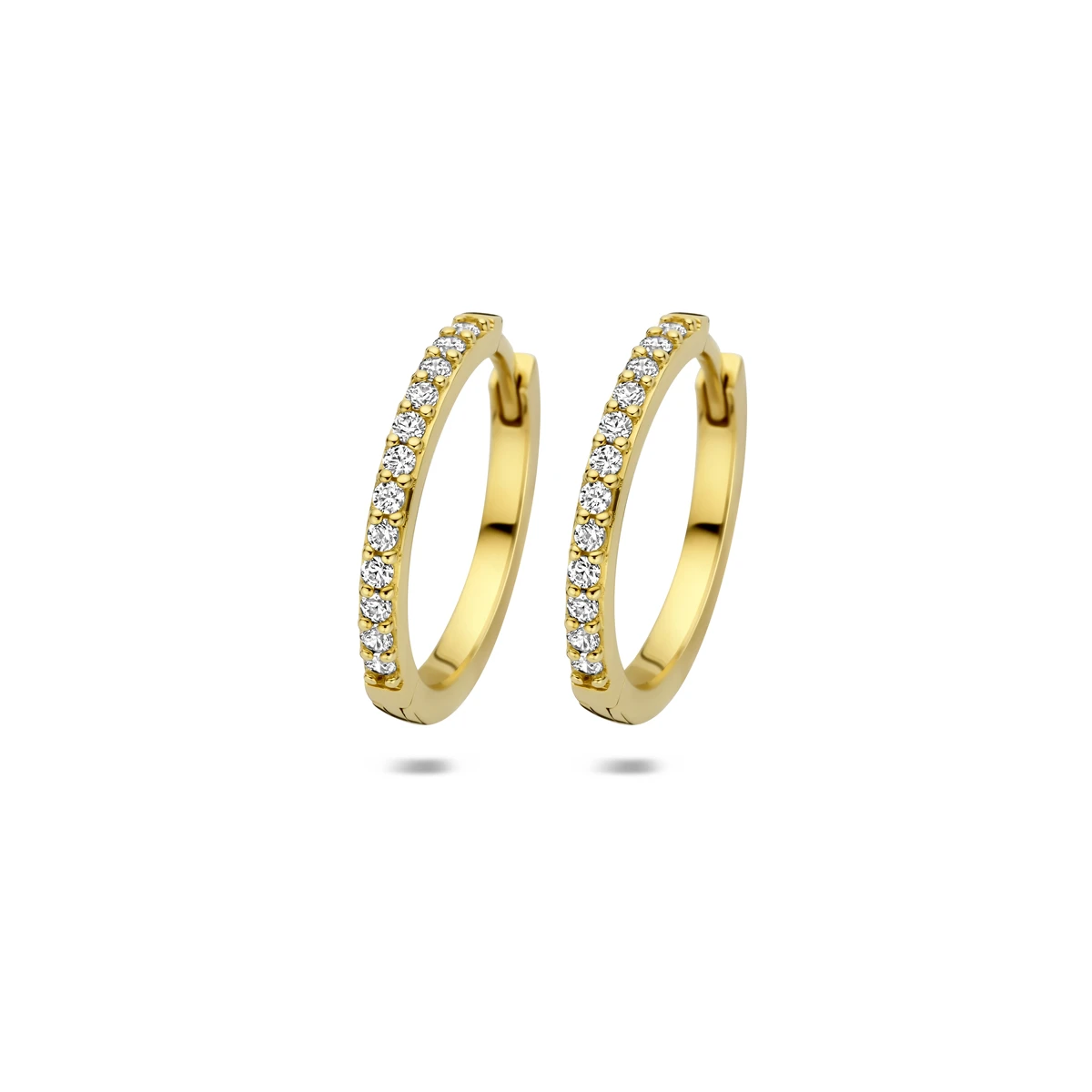 klapoorringen zirkonia 14K geelgoud