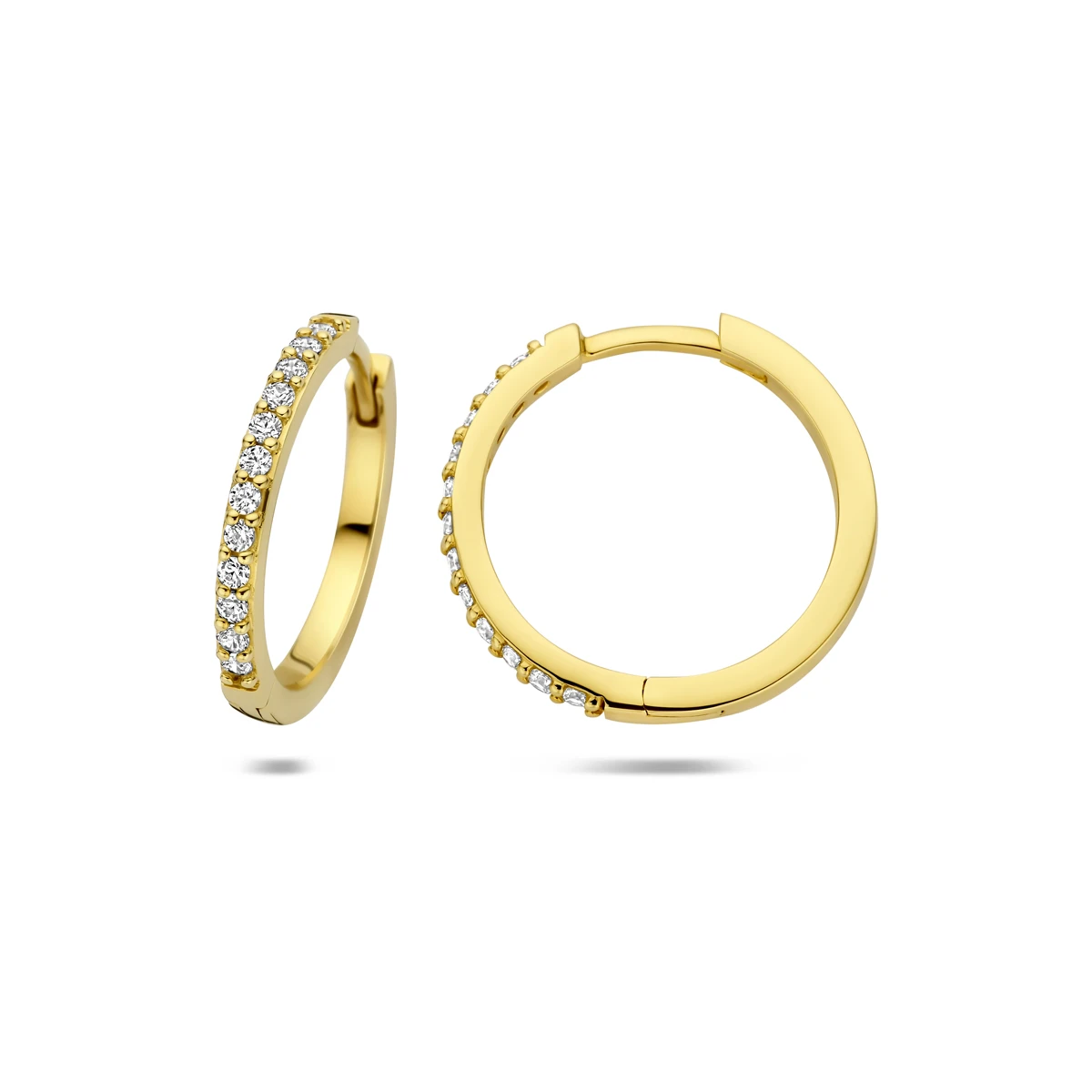 klapoorringen zirkonia 14K geelgoud