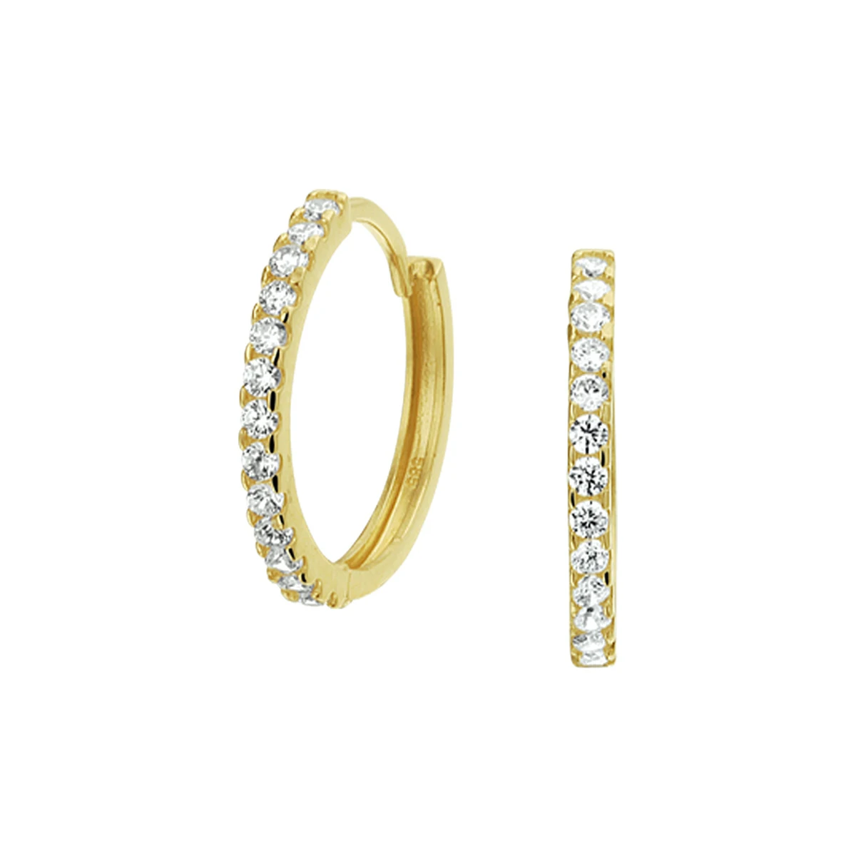 klapoorringen zirkonia 14K geelgoud