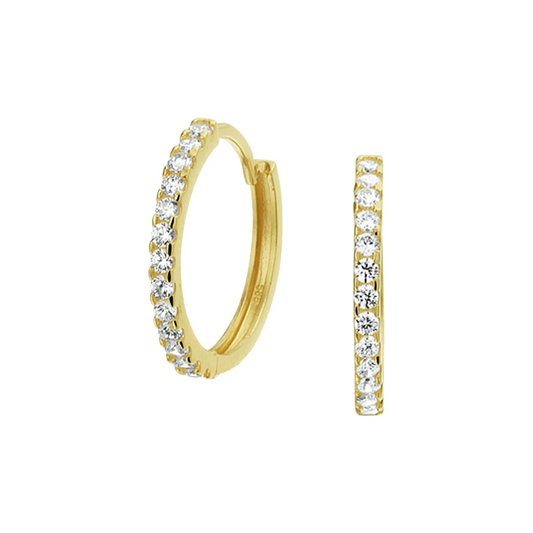 klapoorringen zirkonia 14K geelgoud