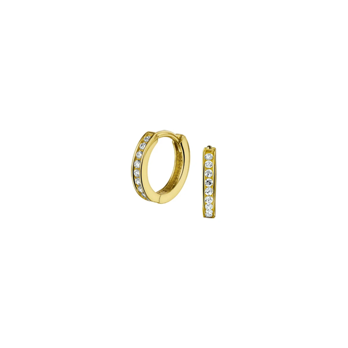 klapoorringen zirkonia 14K geelgoud