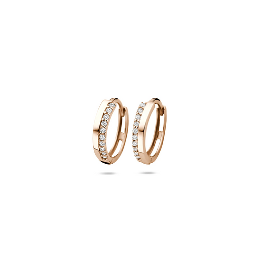 klapoorringen zirkonia 14K roségoud