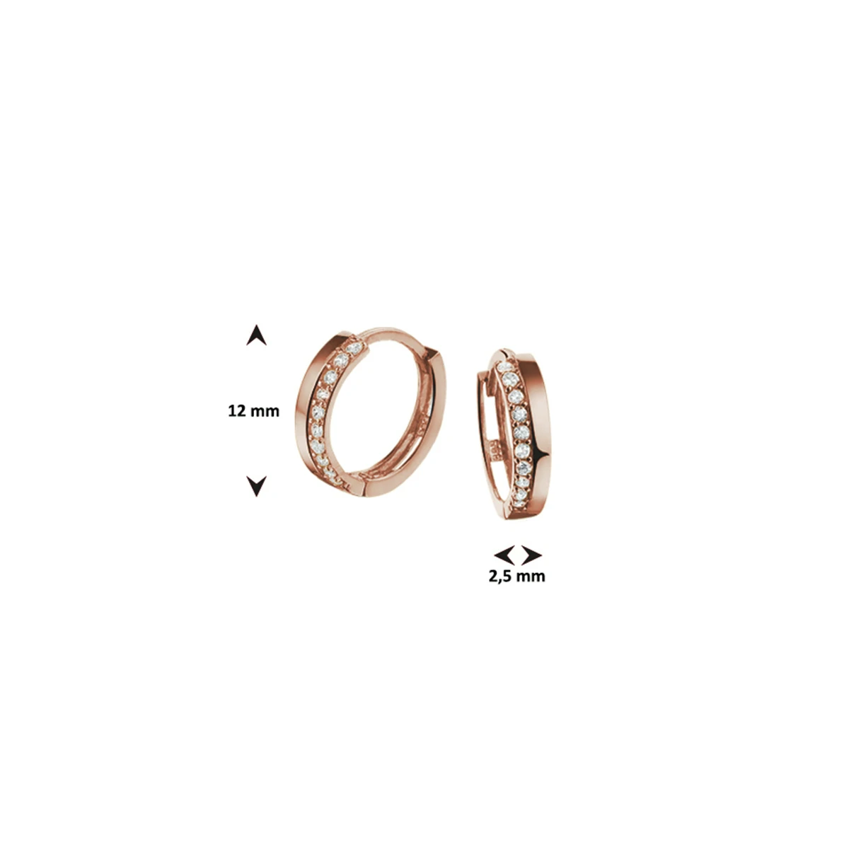 klapoorringen zirkonia 14K roségoud