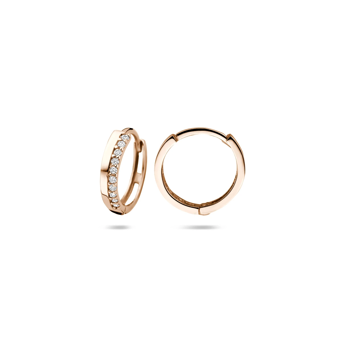 klapoorringen zirkonia 14K roségoud