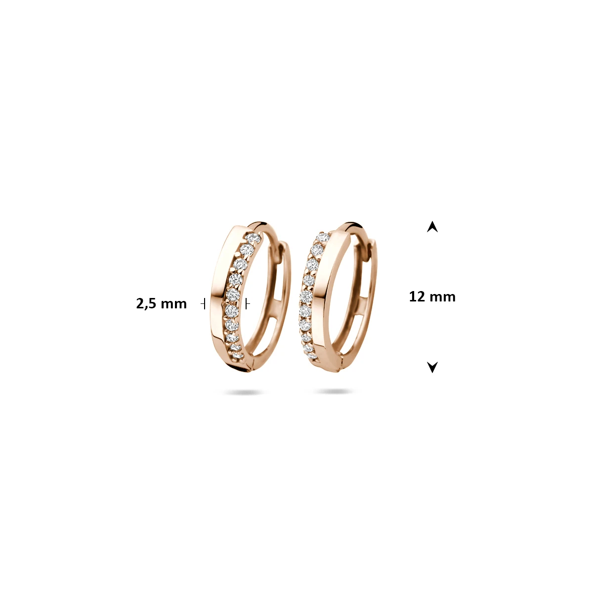 klapoorringen zirkonia 14K roségoud