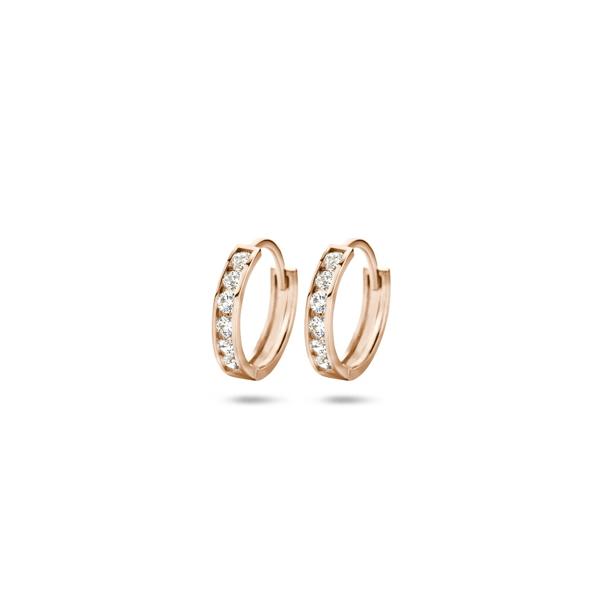 klapoorringen zirkonia 14K roségoud