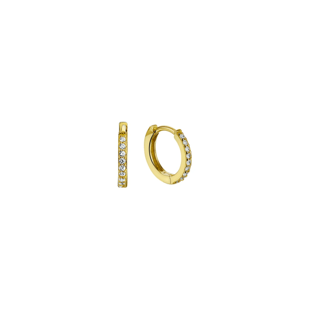 klapoorringen zirkonia 1,5 mm vlak 14K geelgoud