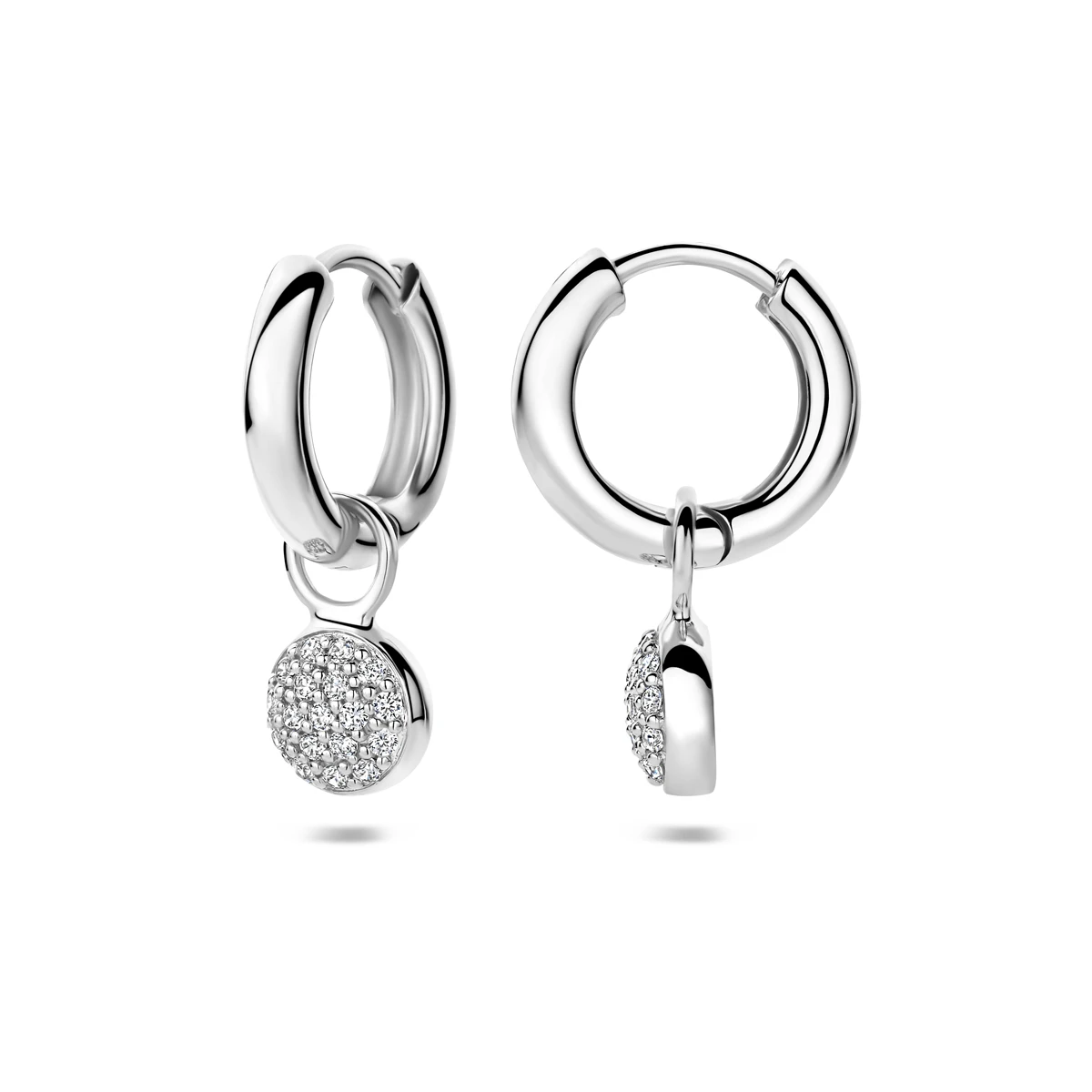 klapoorringen zirkonia 15 mm zilver gerhodineerd