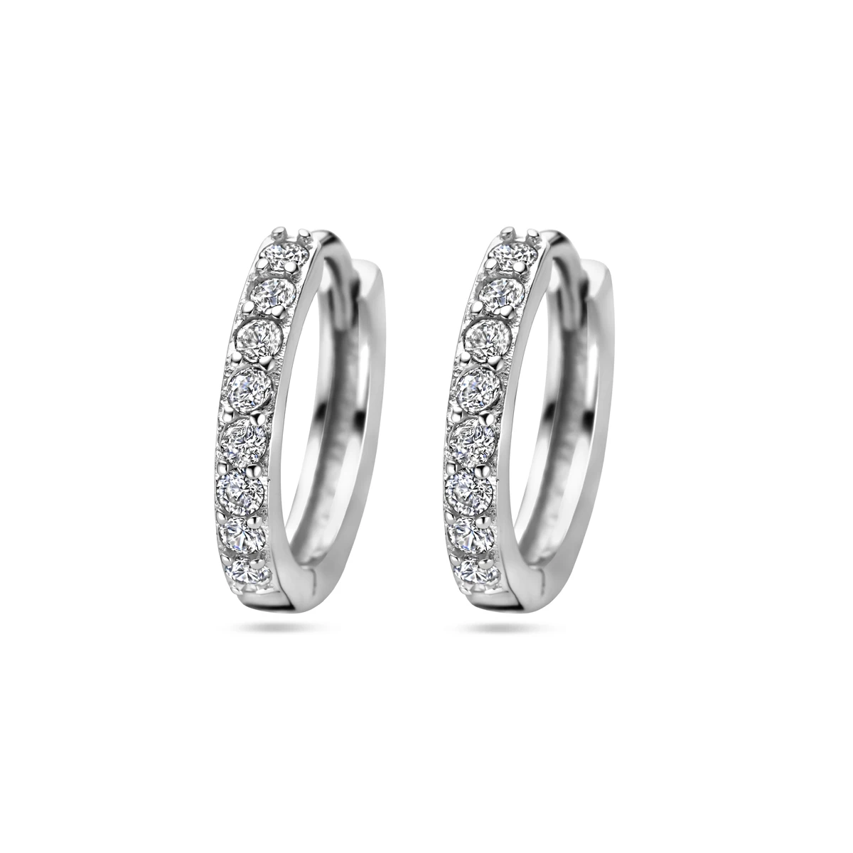 klapoorringen zirkonia 15 mm zilver gerhodineerd