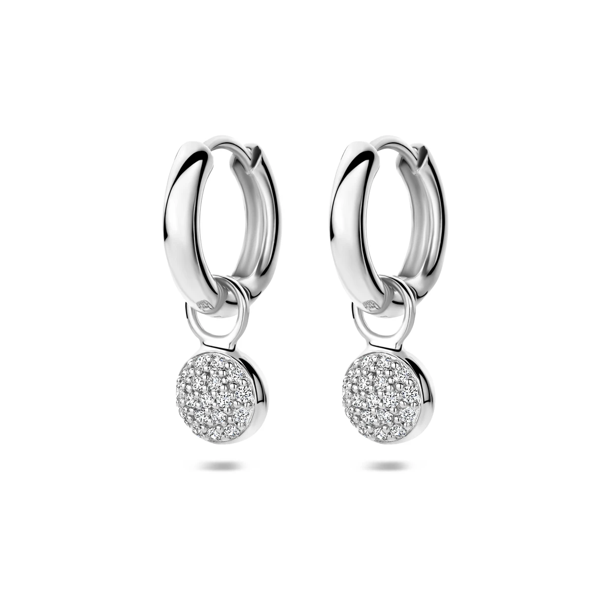 klapoorringen zirkonia 15 mm zilver gerhodineerd